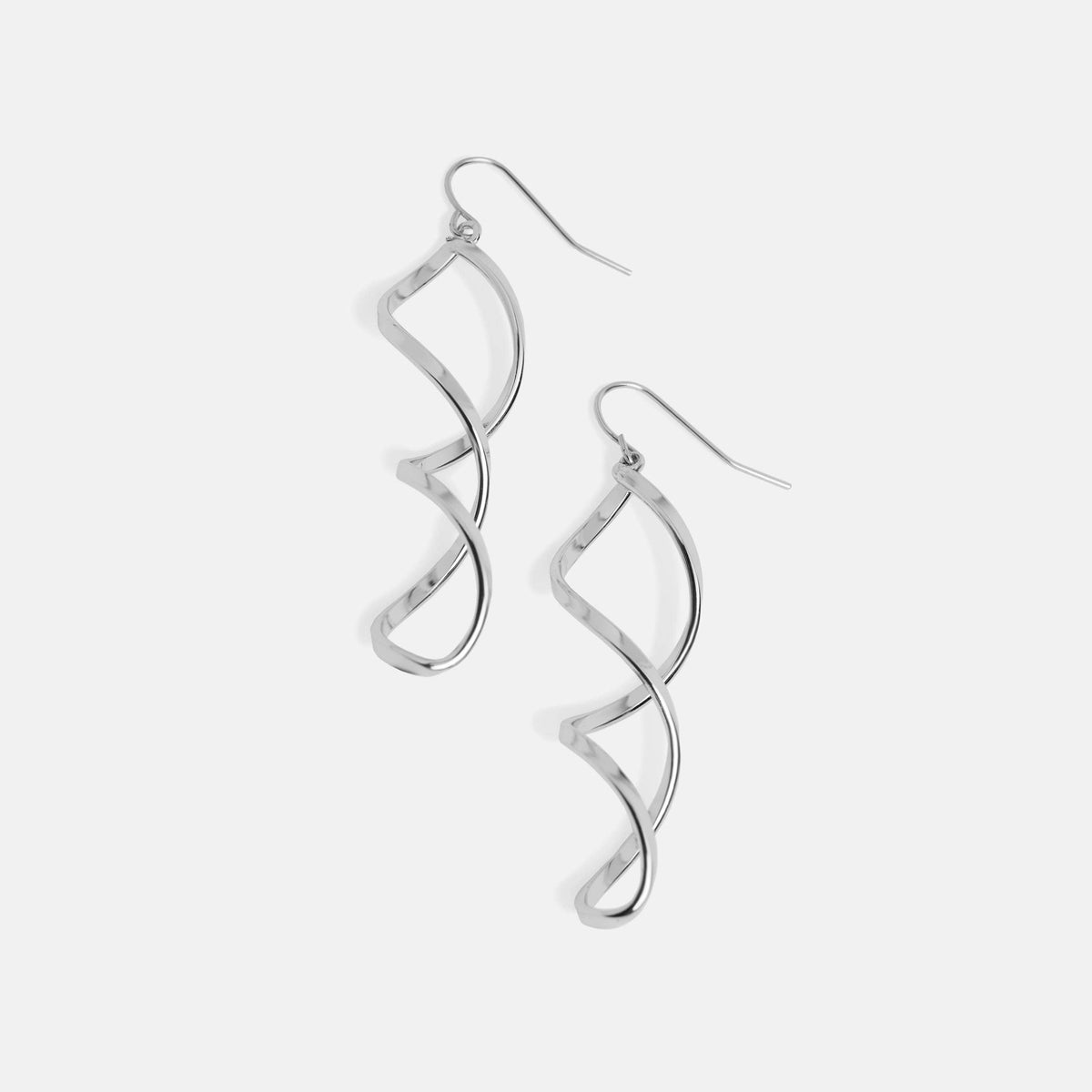 Whispers Sleek Twist Dangle Earrings – Silver | Hypoallergenic