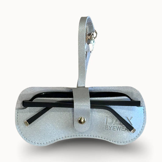 Silver DAX Eyewear Clutch in Silver – soft sunglass holder clip by 2 Generations Boutique
