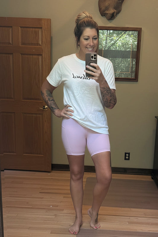 Women's nylon biker shorts with 4-way stretch and high waist — Rae Mode