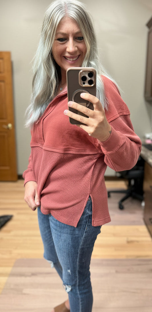 Waffle Quarter-Zip Pullover