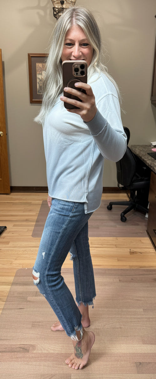 French Terry V-Neck Pullover