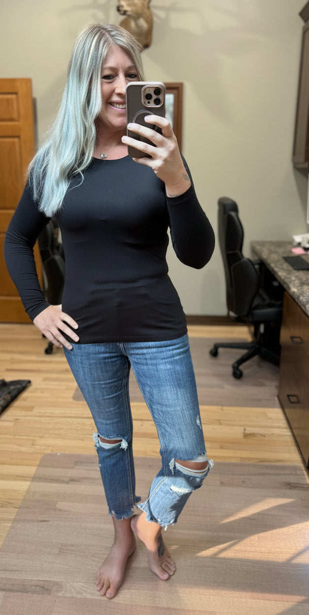 Brushed Microfiber Long Sleeve Tee