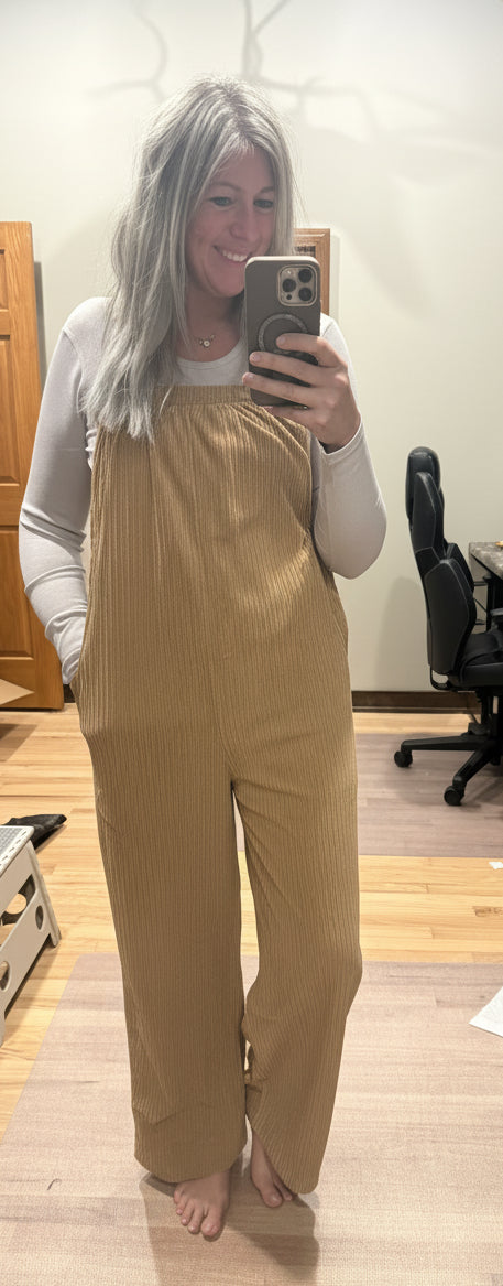 Corduroy Wide Leg Overalls