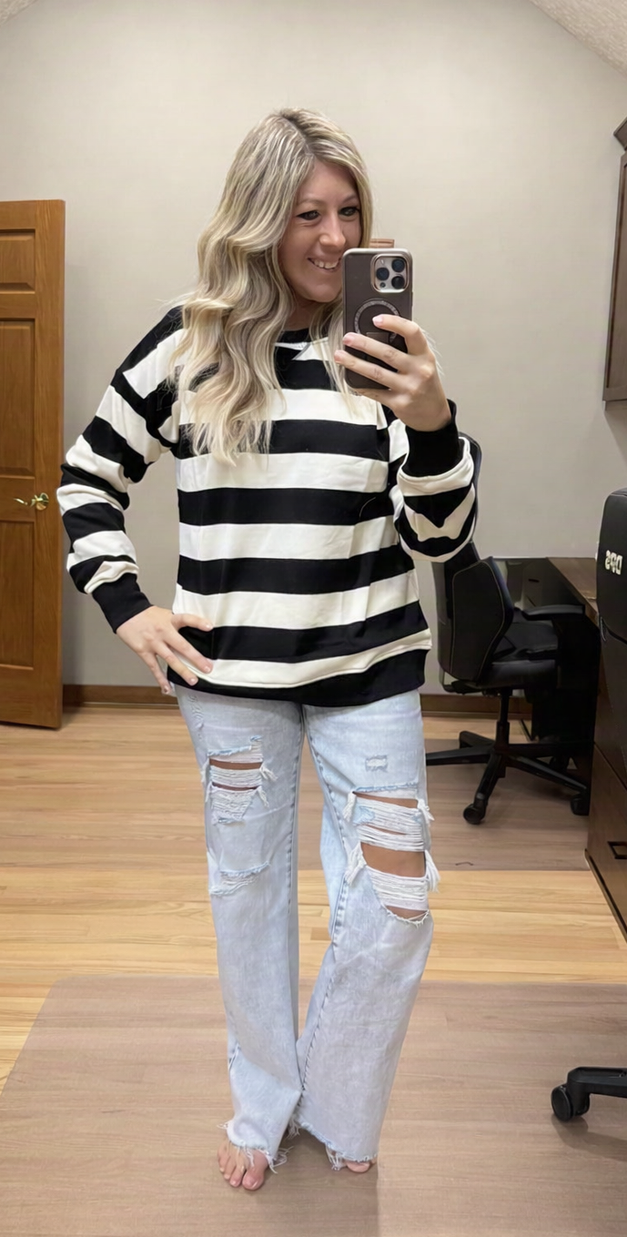 Oversized Rugby Stripe Sweatshirt