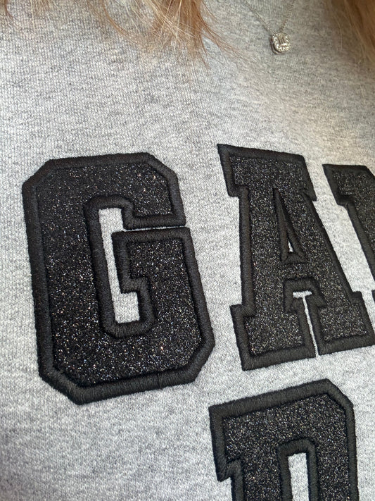 Top Notch Game Day Glitter Embroidered Sweatshirt | 2 Generations Boutique