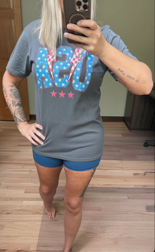 USA Lightning Bolt Graphic Tee in Pepper | 2 Generations Boutique