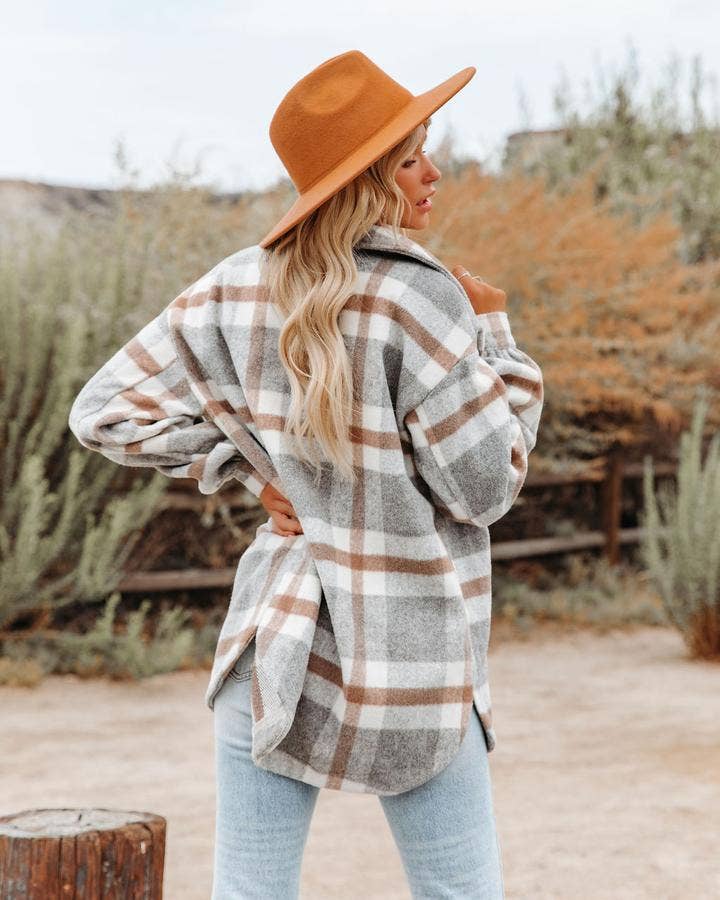 Lovesoft Women's Plaid Button Flannel Shirt Jacket