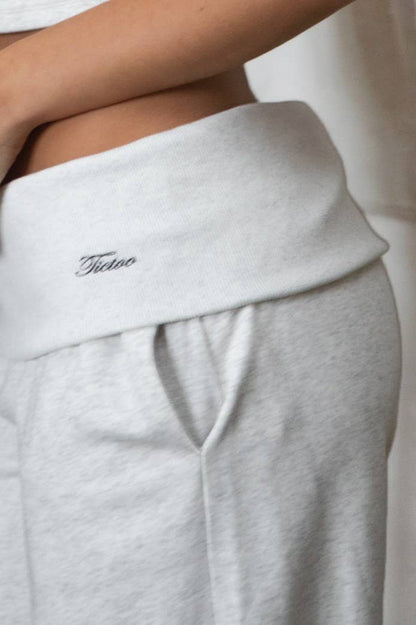 TICTOC Cove Wide Leg Logo Detail Lounge Pants in Heather White | 2 Generations Boutique

