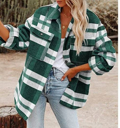 Lovesoft Women's Plaid Button Flannel Shirt Jacket