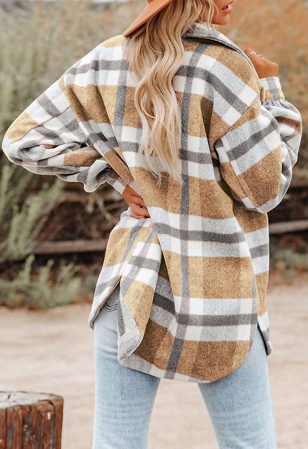 Lovesoft Women's Plaid Button Flannel Shirt Jacket