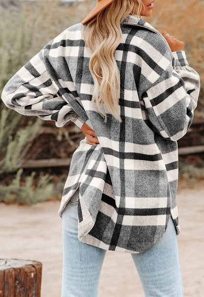 Lovesoft Women's Plaid Button Flannel Shirt Jacket