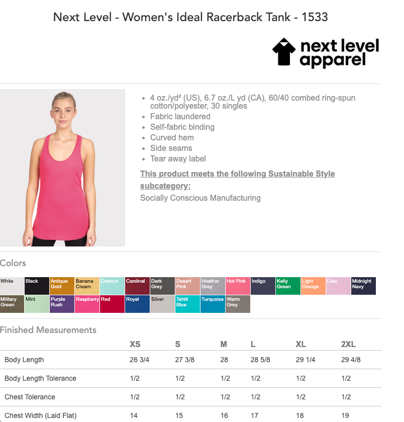 Total Apparel - Next Level Ladies' Ideal Racerback Tank | N1533