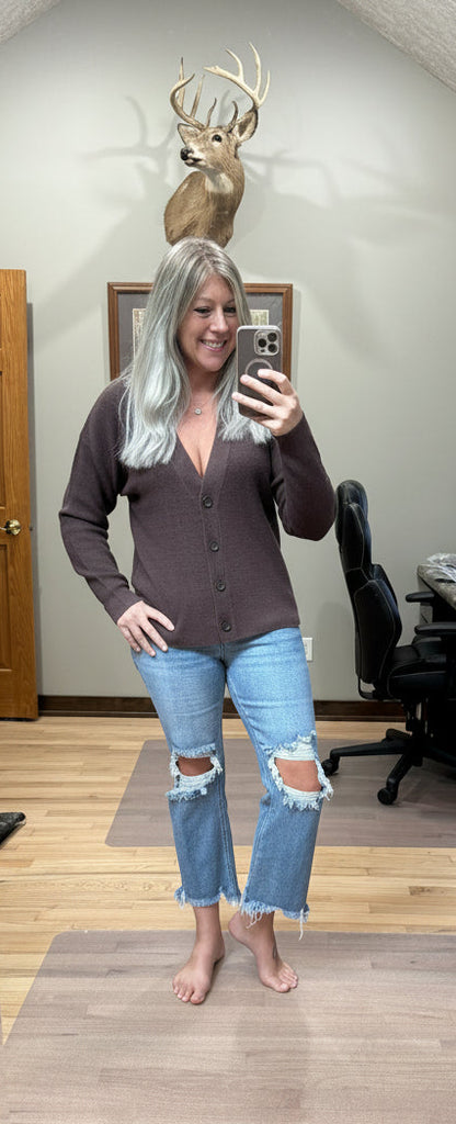 Dark Brown Viscose Sweater Cardigan – 2 Generations Boutique