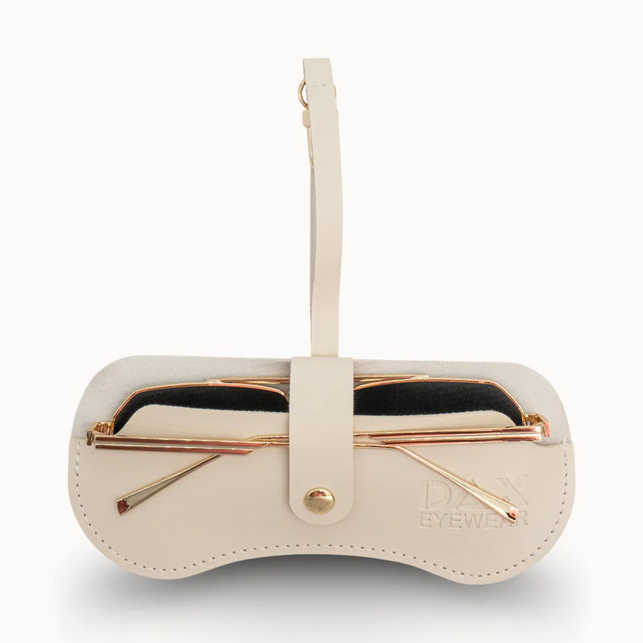 Beige DAX Eyewear Clutch in Beige – soft sunglass holder clip by 2 Generations Boutique

