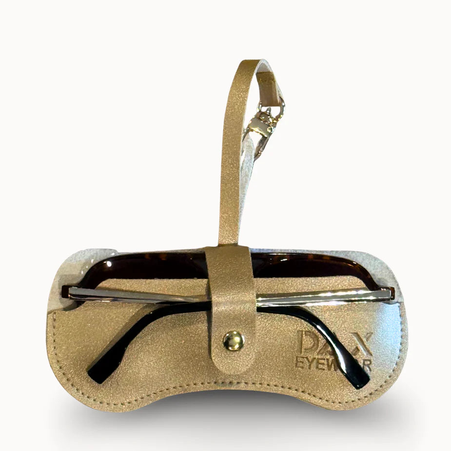 Gold DAX Eyewear Clutch in Gold – soft sunglass holder clip by 2 Generations Boutique

