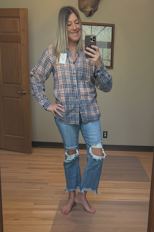 "Bleached Vintage Flannel Shirt | 2 Generations Boutique"