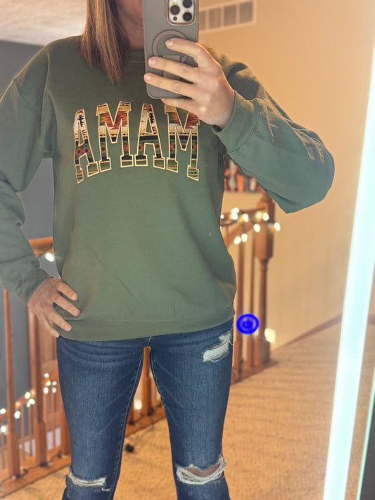 Mama Embroidered Sweatshirt in Dark Green | 2 Generations Boutique

