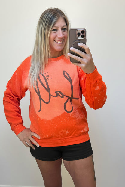 Hello Fall bleached crew neck sweatshirt
