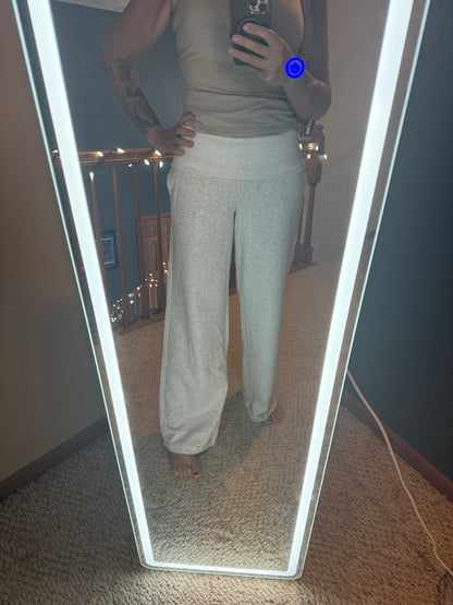 TICTOC Cove Wide Leg Logo Detail Lounge Pants in Heather White | 2 Generations Boutique

