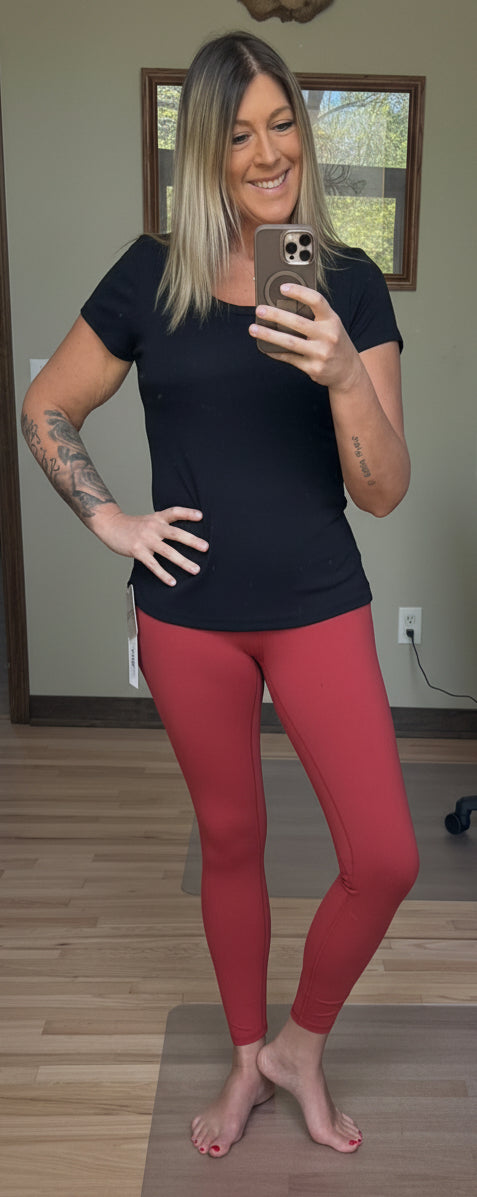 Yelete Buttery Soft High Rise Active Leggings in Rust | 2 Generations 