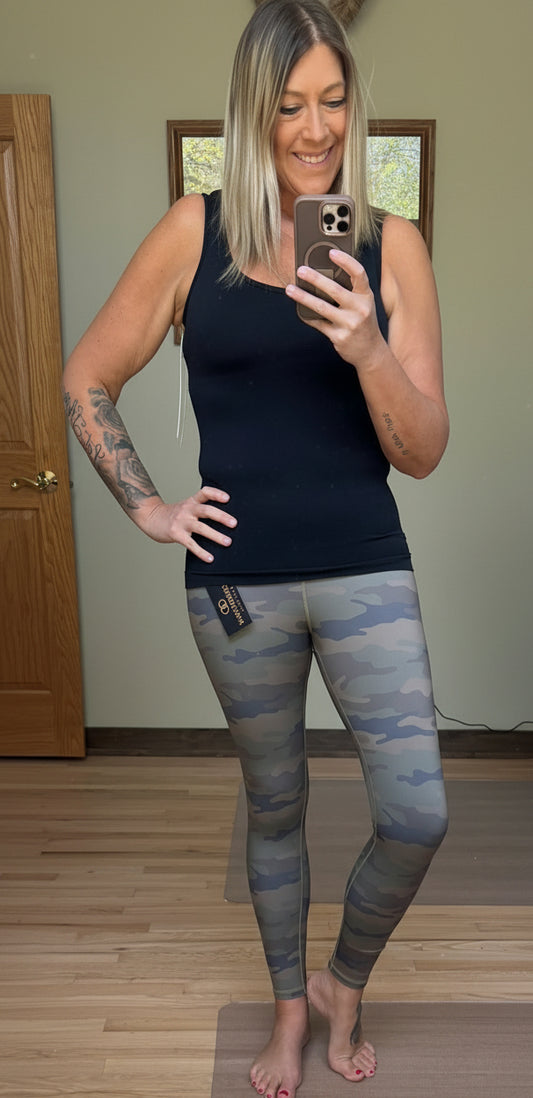 Yelete High Rise Camo Active Leggings with Pocket in Camo | 2 Generations Boutique