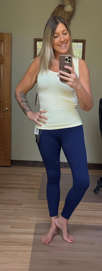 Yelete Buttery Soft High Rise Active Leggings in Navy | 2 Generations Boutique