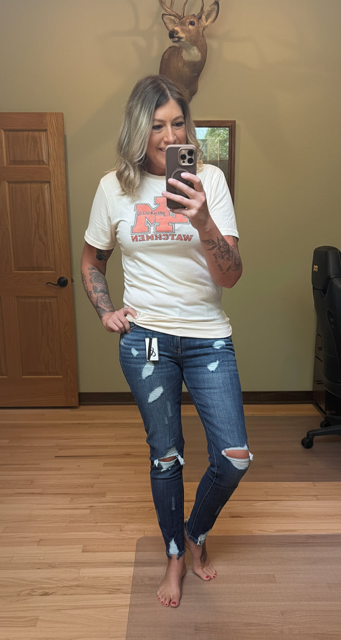 Ampersand Avenue 305 Skinny Jeans – regular rise distressed denim, sizes 23–28 & 22W–24W