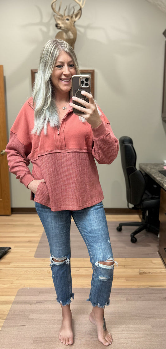 Waffle Quarter-Zip Pullover