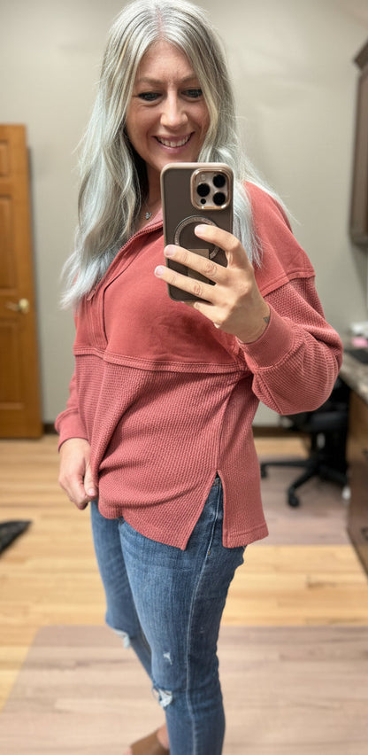 Waffle Quarter-Zip Pullover