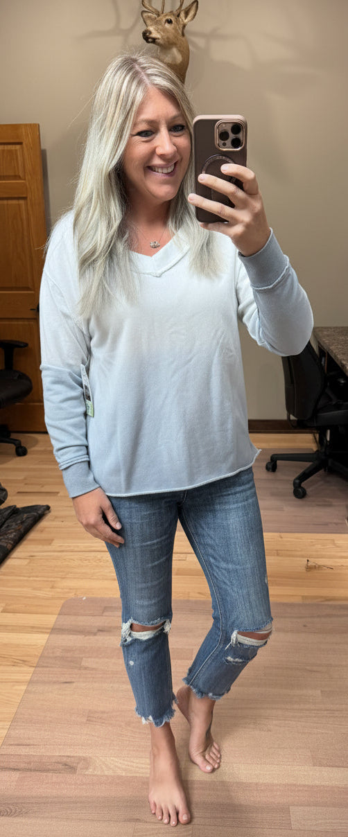 French Terry V-Neck Pullover