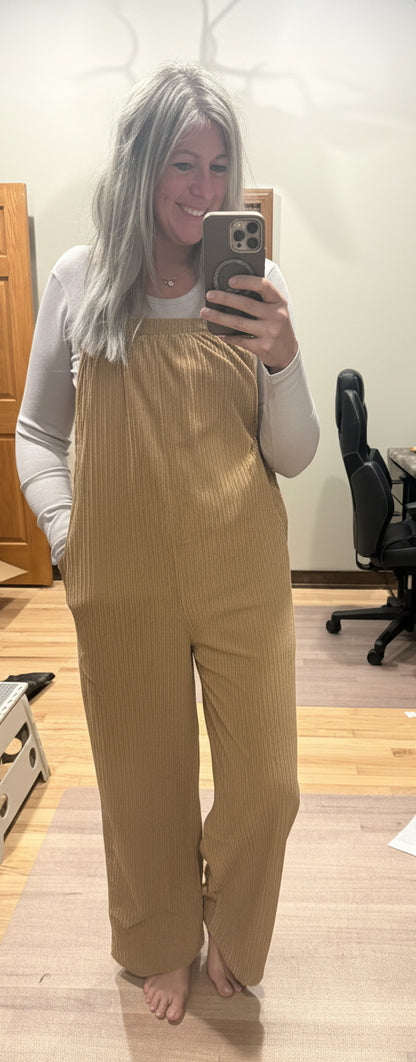 Corduroy Wide Leg Overalls