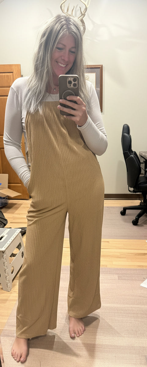 Corduroy Wide Leg Overalls