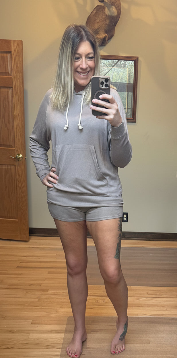 Mono B Brushed Hacci Lounge Shorts in Silken Taupe - Women's Loungewear