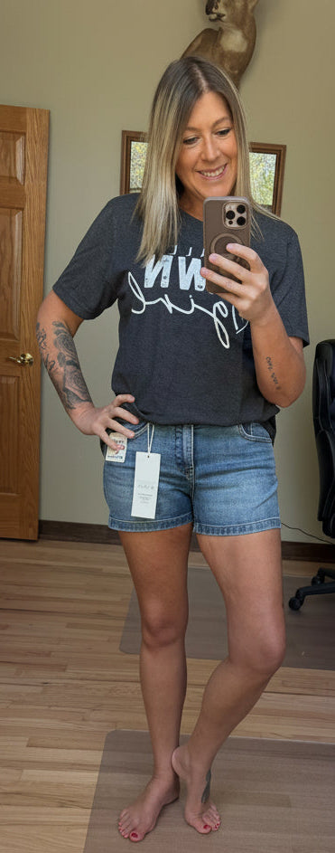 High Rise Bow Detail Shorts in Medium Wash | 2 Generations Boutique