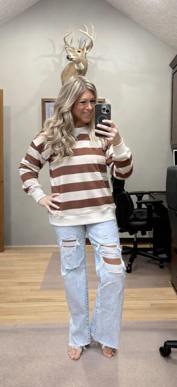 Oversized Rugby Stripe Sweatshirt