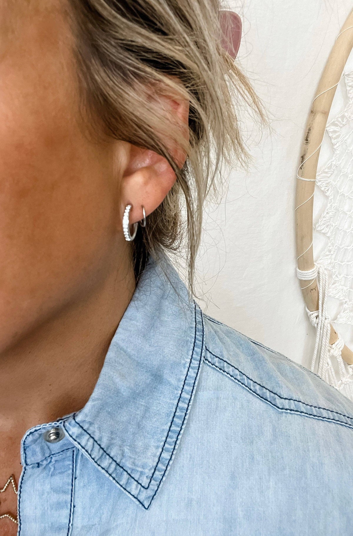 DOUBLE HOOP DIAMOND EARRINGS