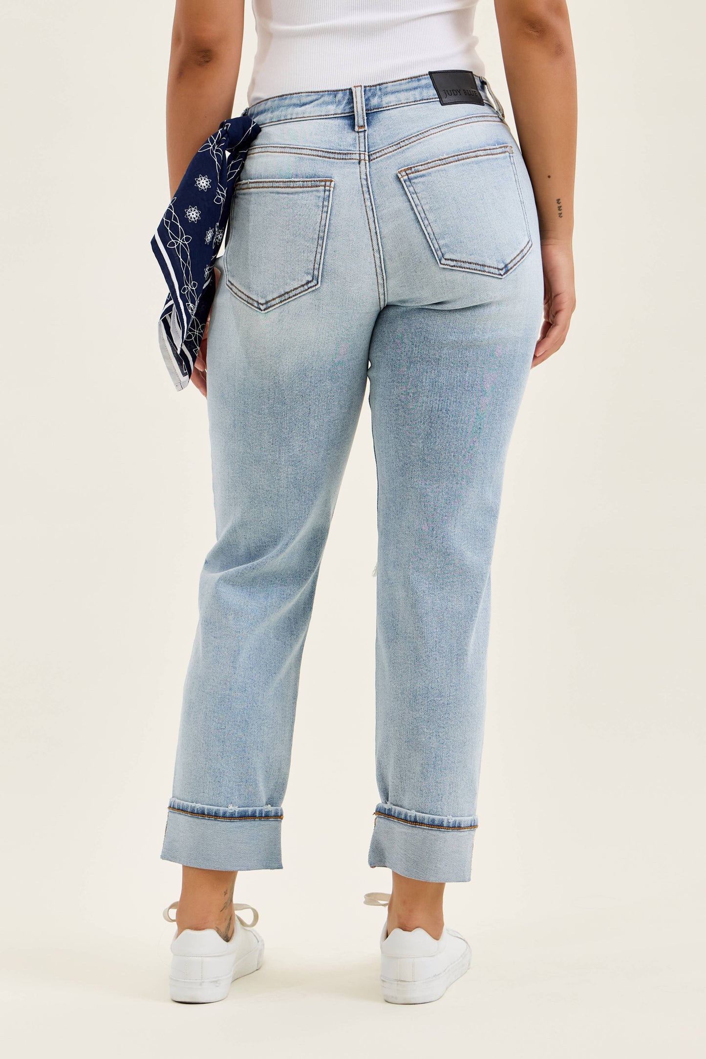 Watermelon Apparel - Judy Blue Mid Rise Light Wash Destroyed with Bandana Loop