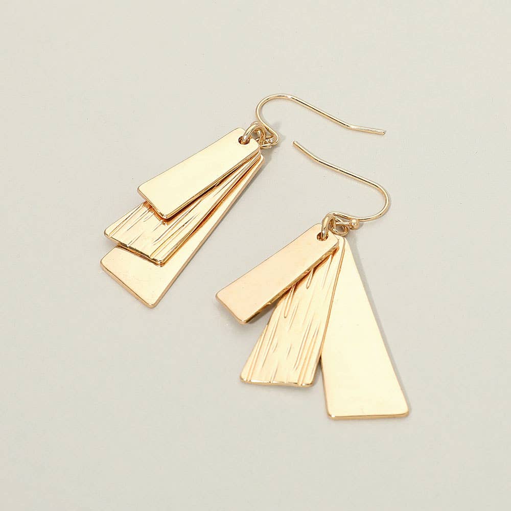 Sensibling Corp. Geometric Metal Bar Drop Earrings – hypoallergenic, lead & nickel free, Gold and Silver Burnished

