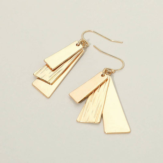 Sensibling Corp. Geometric Metal Bar Drop Earrings – hypoallergenic, lead & nickel free, Gold and Silver Burnished

