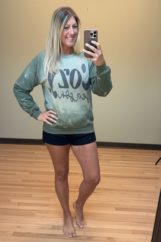 Cozy season bleached crewneck sweatshirt