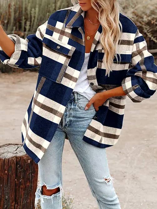 Lovesoft Women's Plaid Button Flannel Shirt Jacket