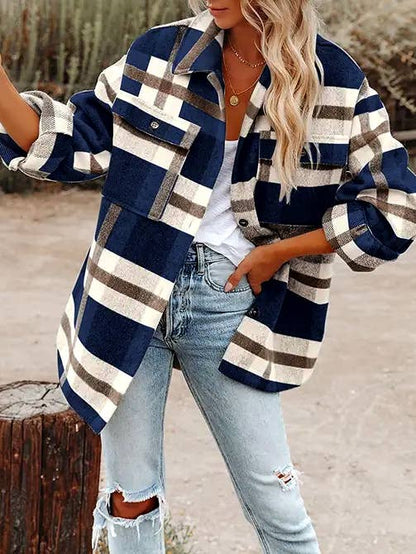 Lovesoft Women's Plaid Button Flannel Shirt Jacket