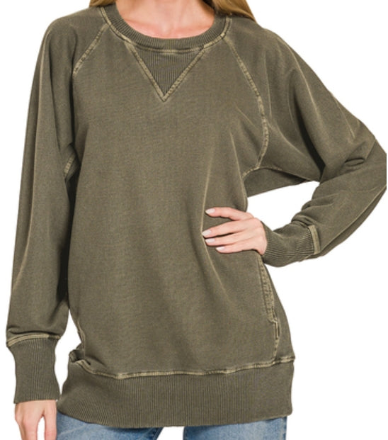 PIGMENT DYED FRENCH TERRY PULLOVER – PLUS SIZE