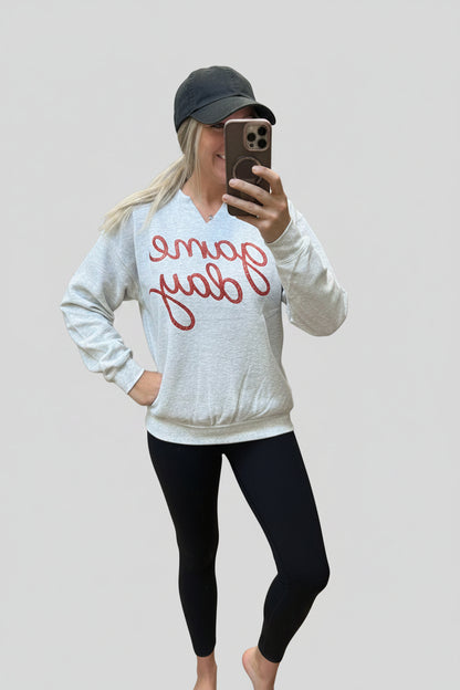 Game Day Split Neck Crewneck